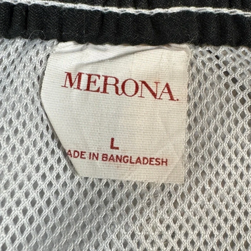 Merona Mens Striped Board Shorts Size L Black Grey White Cargo Swim Trunks